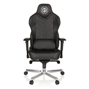 Schwarzer Gamingstuhl GAMEBREAKER COLOSSUS mit Kunstlederbezug und poliertem Sternfuß von hjh OFFICE