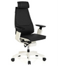High-End-Bürostuhl GENIDIA PRO WHITE mit schwarzem Lederbezug und weißem Gestell von hjh OFFICE