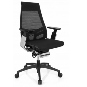 Profi-Bürostuhl GENIDIA SMART BLACK CM mit schwarzem Netzbezug und Chrom-Elementen von hjh OFFICE