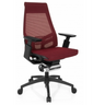 Profi-Bürostuhl GENIDIA SMART BLACK mit rot-schwarzem Netzbezug und schwarzen Armlehnen von hjh OFFICE