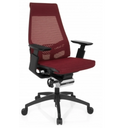 Profi-Bürostuhl GENIDIA SMART BLACK mit rot-schwarzem Netzbezug und schwarzen Armlehnen von hjh OFFICE