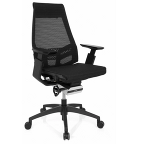 Profi-Bürostuhl GENIDIA SMART BLACK mit schwarzem Netzbezug und Armlehnen von hjh OFFICE