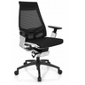 Profi-Bürostuhl GENIDIA SMART WHITE CM mit schwarzem Netzbezug und Chrom-Details von hjh OFFICE