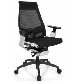 Profi-Bürostuhl GENIDIA SMART WHITE CM mit schwarzem Netzbezug und Chrom-Details von hjh OFFICE