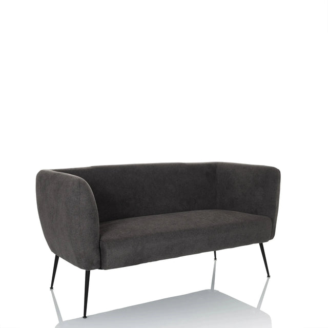 Graues Loungesofa HAYRIVER mit Stoffbezug und vier schlanken schwarzen Metallbeinen von hjh LIVING