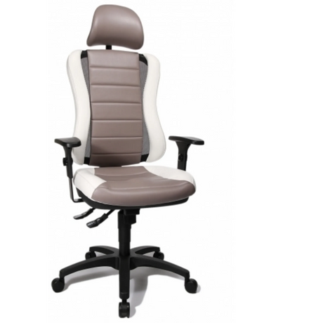 Profi-Bürostuhl HEAD POINT RS in Weiß und Braun mit Kopfstütze und Armlehnen von Topstar