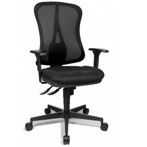 Profi-Bürostuhl HEAD POINT SY in Schwarz mit atmungsaktivem Netzrücken und verstellbaren Armlehnen von Topstar