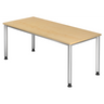 Höhenverstellbarer Schreibtisch HILO 19 S mit heller Ahornoberfläche und silbernen Beinen von hjh OFFICE PRO