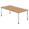 Höhenverstellbarer Schreibtisch HILO 2E S in Asteiche mit silbernen Metallbeinen von hjh OFFICE PRO