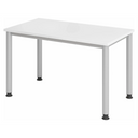 Höhenverstellbarer Schreibtisch HILO 612 S in Weiß und Silber mit vier runden Beinen von hjh OFFICE PRO