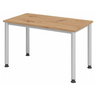 Höhenverstellbarer Schreibtisch HILO 612 S in Asteiche und Silber mit vier runden Beinen von hjh OFFICE PRO