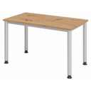 Höhenverstellbarer Schreibtisch HILO 612 S in Asteiche und Silber mit vier runden Beinen von hjh OFFICE PRO