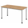 Höhenverstellbarer Schreibtisch HILO 614 S in Asteiche mit silbernen Beinen von hjh OFFICE PRO