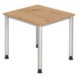 Höhenverstellbarer Schreibtisch HILO 8 S in Asteiche mit silbernen Metallbeinen von hjh OFFICE PRO