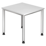 Höhenverstellbarer Schreibtisch HILO 8 S mit weißer Tischplatte und silbernen Beinen von hjh OFFICE PRO
