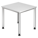 Höhenverstellbarer Schreibtisch HILO 8 S mit weißer Tischplatte und silbernen Beinen von hjh OFFICE PRO