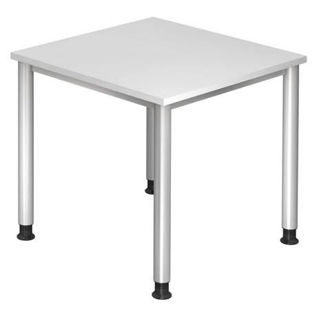 Höhenverstellbarer Schreibtisch HILO 8 S mit weißer Tischplatte und silbernen Beinen von hjh OFFICE PRO