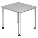 Grauer Schreibtisch HILO 8 S mit quadratischer Tischplatte und vier Rundbeinen von hjh OFFICE PRO