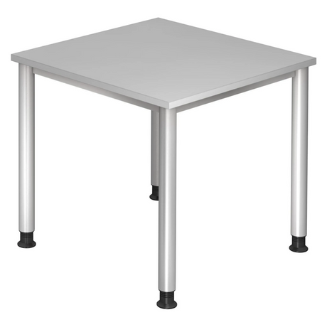 Grauer Schreibtisch HILO 8 S mit quadratischer Tischplatte und vier Rundbeinen von hjh OFFICE PRO