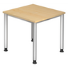 Höhenverstellbarer Schreibtisch HILO 8 S mit heller Ahornoberfläche und silbernen Beinen von hjh OFFICE PRO