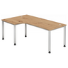 L-förmiger Schreibtisch HILO 82 S in Asteiche mit silbernen Metallbeinen von hjh OFFICE PRO