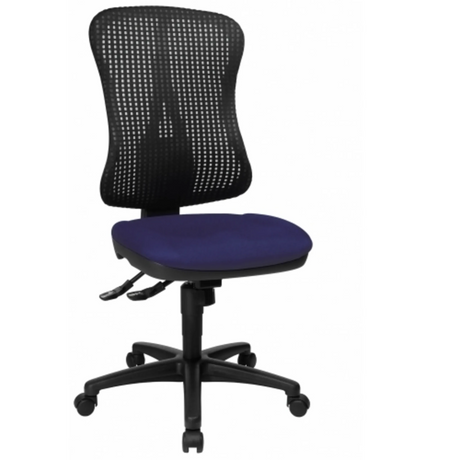 Profi-Bürostuhl HJH SOLUTION BASIC mit blauem Sitzpolster, schwarzer Netzlehne und Rollenfußkreuz von Topstar