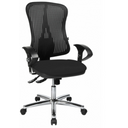 Profi-Bürostuhl HJH SOLUTION DELUXE AL.U2 in Schwarz mit Netzrückenlehne und verchromtem Fußkreuz von Topstar