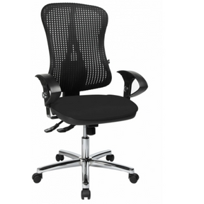 Profi-Bürostuhl HJH SOLUTION DELUXE AL.U2 in Schwarz mit Netzrückenlehne und verchromtem Fußkreuz von Topstar
