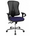 Profi-Bürostuhl HJH SOLUTION DELUXE AL.U2 mit blauem Sitzpolster, schwarzer Netzlehne und glänzendem Fußkreuz von Topstar