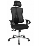 Profi-Bürostuhl HJH SOLUTION DELUXE HEAD AL.U2 in Schwarz mit Netzrückenlehne, Kopfstütze und glänzendem Fußkreuz von Topstar