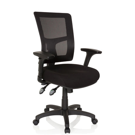 Schwarzer Profi-Chefsessel IMPACT PRO mit Netzrückenlehne und Armlehnen von hjh OFFICE