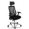 High-End-Bürostuhl INSPERO in Schwarz mit Netzrückenlehne, Kopfstütze und Fußkreuz aus Chrom von hjh OFFICE
