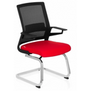 Freischwinger INVENTOR V mit schwarzem Netzrücken, roter Sitzfläche und verchromtem Rahmen von hjh OFFICE