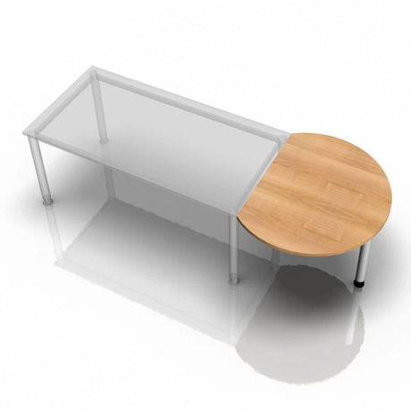 Ansatztisch JA60 / JA80 / JA160 mit holzfarbener Platte in Nussbaum-Optik und weißem Gestell von hjh OFFICE PRO