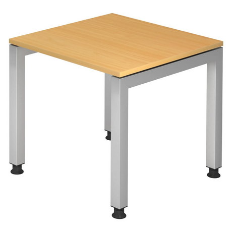 Höhenverstellbarer Schreibtisch JAVA 8 S mit buchenfarbener Platte und silbernen Beinen von hjh OFFICE PRO