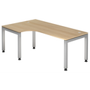 L-förmiger Schreibtisch JAVA 82 S in Eicheoptik mit silbernen Metallbeinen von hjh OFFICE PRO