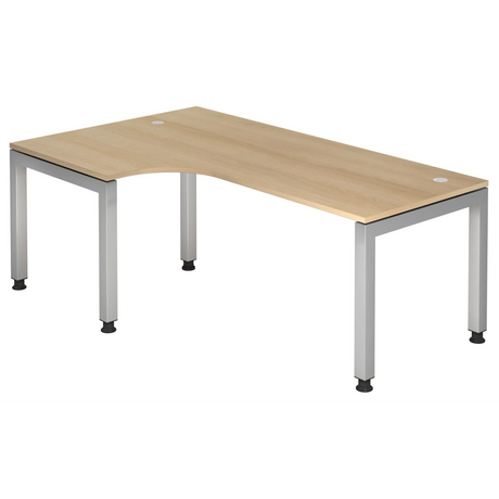 L-förmiger Schreibtisch JAVA 82 S in Eicheoptik mit silbernen Metallbeinen von hjh OFFICE PRO