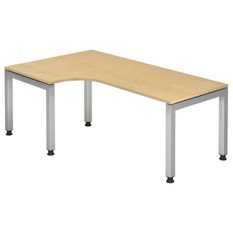 L-förmiger Schreibtisch JAVA 82 S in Ahorn-Optik mit silbernen Metallbeinen von hjh OFFICE PRO