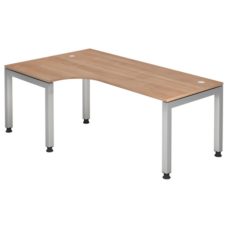 L-förmiger Schreibtisch JAVA 82 S in Nussbaum-Optik mit silbernem Gestell von hjh OFFICE PRO