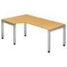 L-förmiger Schreibtisch JAVA 82 S in Buche-Optik mit silbernen Metallbeinen von hjh OFFICE PRO