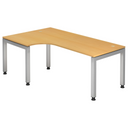 L-förmiger Schreibtisch JAVA 82 S in Buche-Optik mit silbernen Metallbeinen von hjh OFFICE PRO