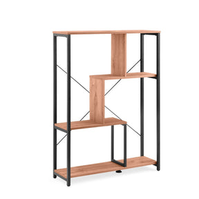 Regal Kalag Eco mit schwarzen Metallstreben und Regalböden in Eichenoptik von hjh LIVING