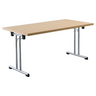 Konferenztisch KALOS 16 in Buche-Optik mit silbernen Metallbeinen von hjh OFFICE PRO