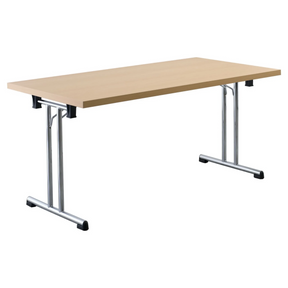 Konferenztisch KALOS 16 in Buche-Optik mit silbernen Metallbeinen von hjh OFFICE PRO
