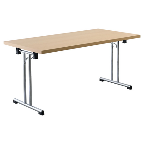 Konferenztisch KALOS 16 in Buche-Optik mit silbernen Metallbeinen von hjh OFFICE PRO