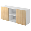 Sideboard KAPA 1780 mit weißen Korpus und Schwebetüren in Eicheoptik von hjh OFFICE PRO