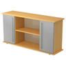 Sideboard KAPA SB in Buche-Optik mit silbernen Metalltüren und zwei offenen Regalfächern von hjh OFFICE PRO