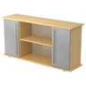 Sideboard KAPA SB in Ahorn-Optik mit silbernen Metalltüren und Chromgriffen von hjh OFFICE PRO