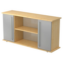 Sideboard KAPA SB in Ahorn-Optik mit silbernen Metalltüren und Chromgriffen von hjh OFFICE PRO