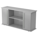 Graues Sideboard KAPA SB mit zwei Türen, Chromgriffen und offenem Fach von hjh OFFICE PRO